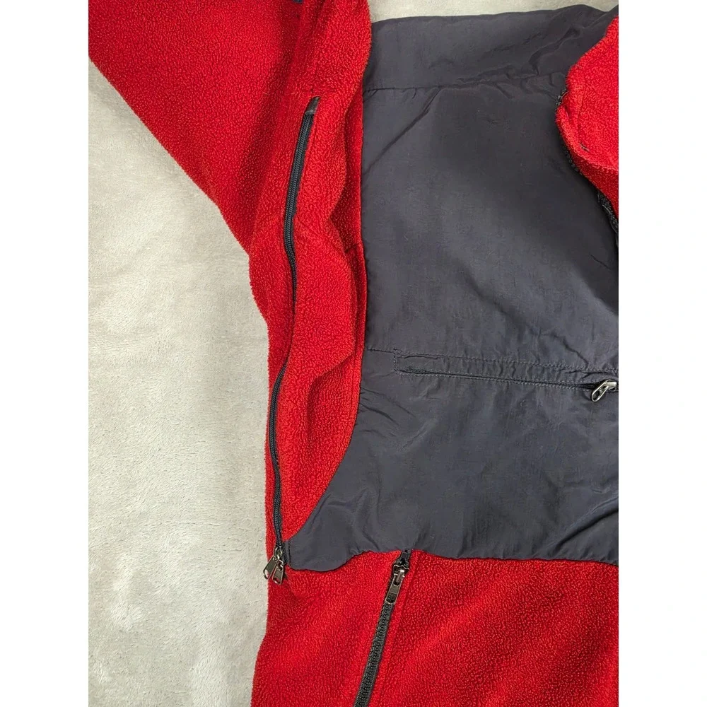 The North Face Denali Jacket Mens XL Red Grey Full Zip Fleece Polartec Y2K